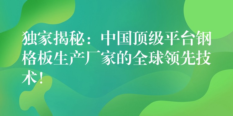獨家揭秘：中國頂級平台鋼格板生產廠家的全球領先技術！